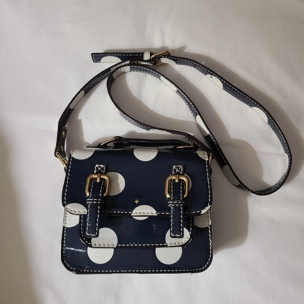 Kate Spade For Gap Kids Navy and White Polka Dot Crossbody Bag